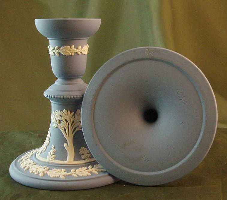 Wedgwood Light Blue Jasper Ware Reading Candlesticks Wedgwood Light Blue Jasper Ware Reading Candlesticks