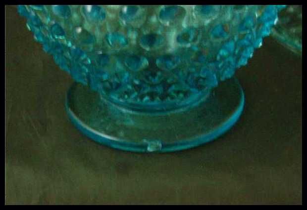 Fenton Blue Opalescent Hobnail Footed Candy Jar Fenton Blue Opalescent Hobnail Footed Candy Jar