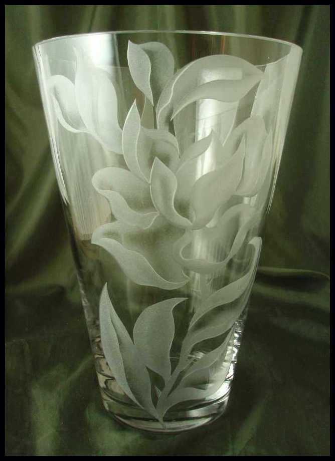 Franz Grosz Large Sand Carved Floral Decorated Vase Franz Grosz Large Sand Carved Floral Decorated Vase