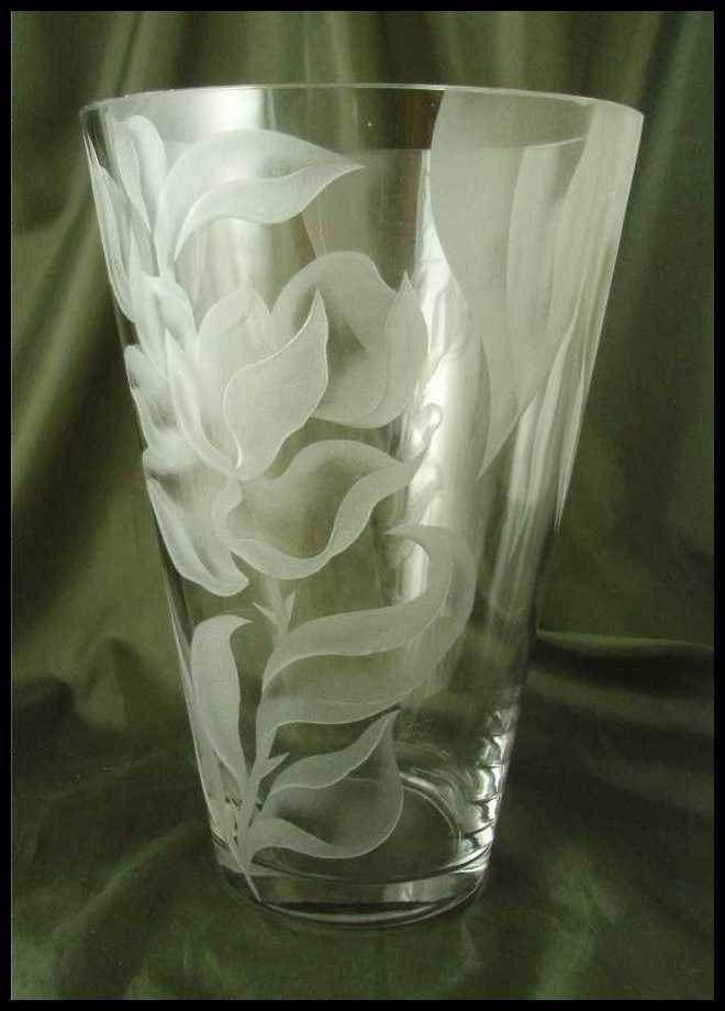 Franz Grosz Large Sand Carved Floral Decorated Vase Franz Grosz Large Sand Carved Floral Decorated Vase