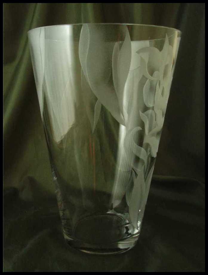 Franz Grosz Large Sand Carved Floral Decorated Vase Franz Grosz Large Sand Carved Floral Decorated Vase
