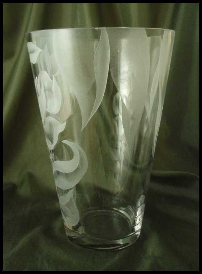 Franz Grosz Large Sand Carved Floral Decorated Vase Franz Grosz Large Sand Carved Floral Decorated Vase