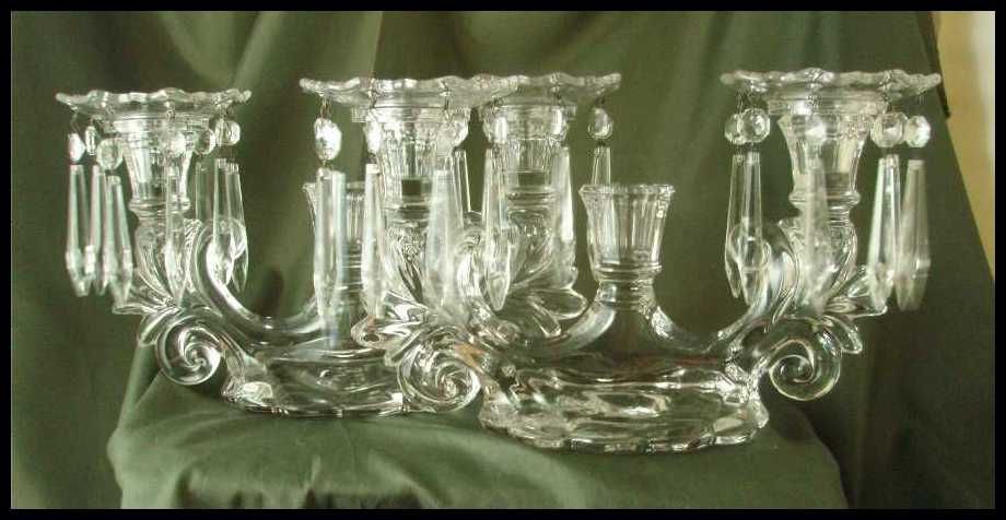 Cambridge Crystal Caprice Three-Light Candelabras - Pair Cambridge Crystal Caprice Three-Light Candelabras - Pair