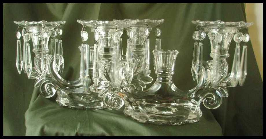 Cambridge Crystal Caprice Three-Light Candelabras - Pair Cambridge Crystal Caprice Three-Light Candelabras - Pair