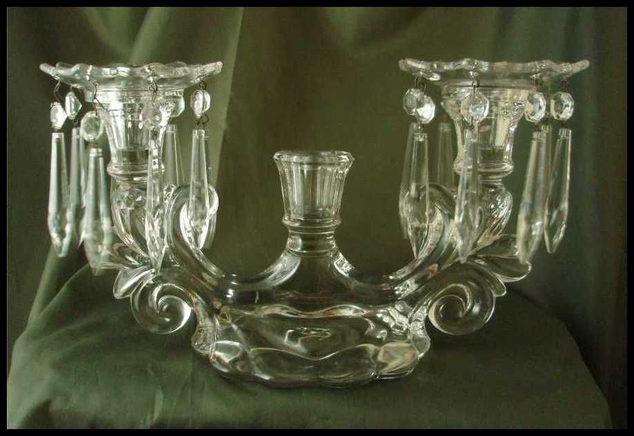 Cambridge Crystal Caprice Three-Light Candelabras - Pair Cambridge Crystal Caprice Three-Light Candelabras - Pair
