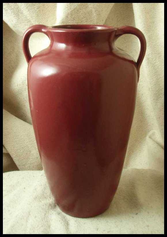 North Carolina Pottery Burgundy Handled Floor Vase North Carolina Pottery Burgundy Handled Floor Vase