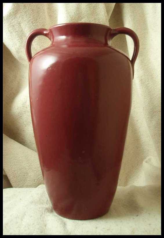 North Carolina Pottery Burgundy Handled Floor Vase North Carolina Pottery Burgundy Handled Floor Vase
