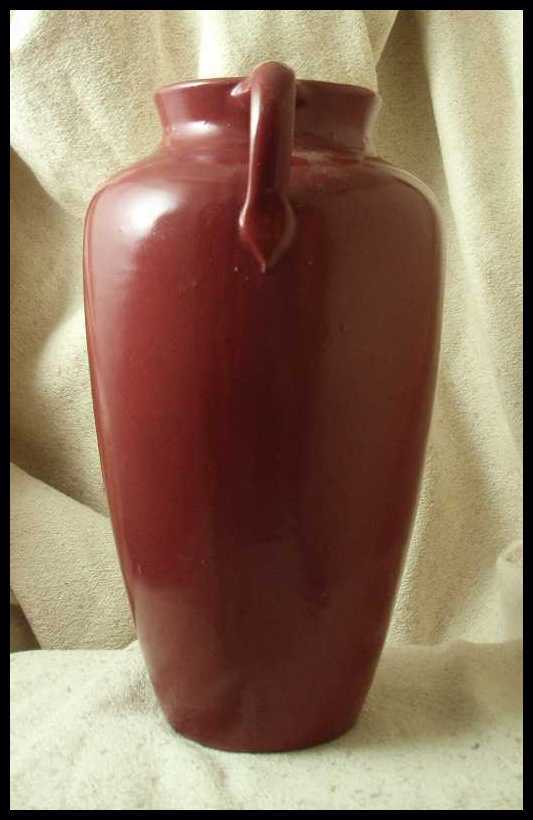 North Carolina Pottery Burgundy Handled Floor Vase North Carolina Pottery Burgundy Handled Floor Vase