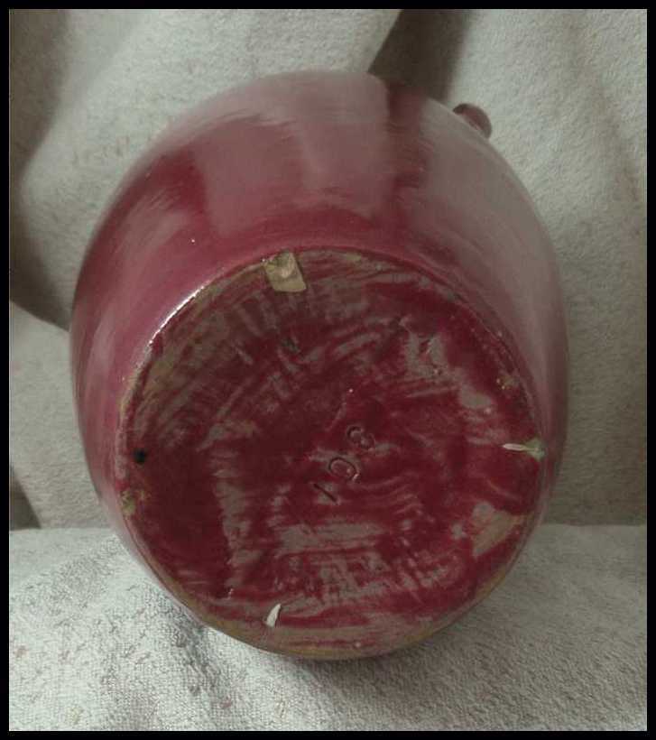 North Carolina Pottery Burgundy Handled Floor Vase North Carolina Pottery Burgundy Handled Floor Vase