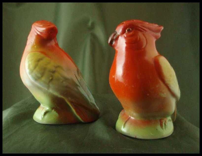 Vintage German Porcelain Cockatoo Salt & Pepper Shakers Vintage German Porcelain Cockatoo Salt & Pepper Shakers