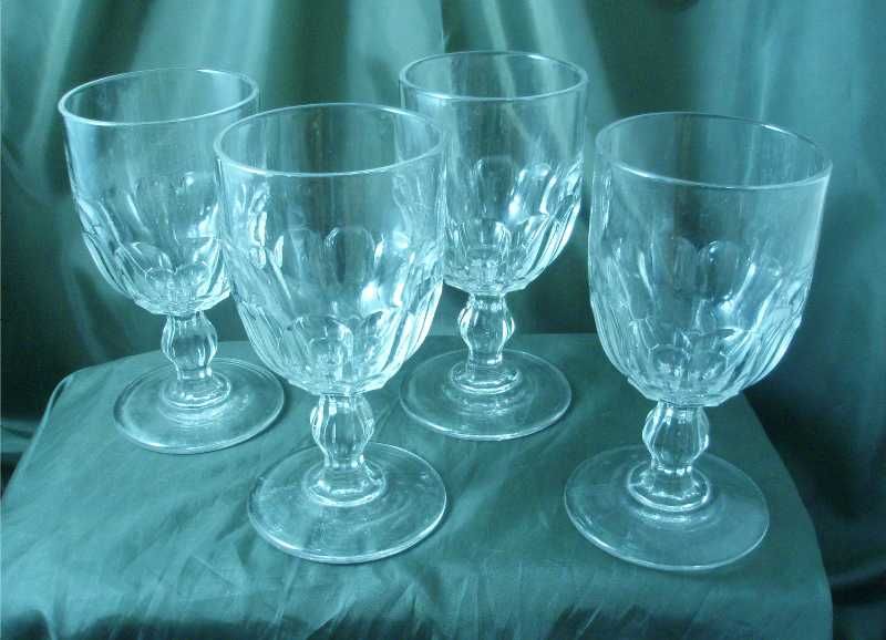 Plain Paneled Flint Glass Goblets - Set of Four Plain Paneled Flint Glass Goblets - Set of Four