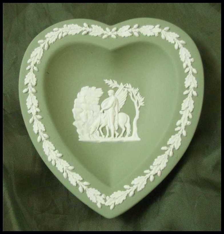 Wedgwood Sage Green Jasper Ware Heart Sweet DIsh Wedgwood Sage Green Jasper Ware Heart Sweet DIsh