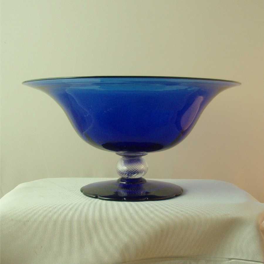 HC Fry Royal Blue Console Bowl with Swirl Connector HC Fry Royal Blue Console Bowl with Swirl Connector