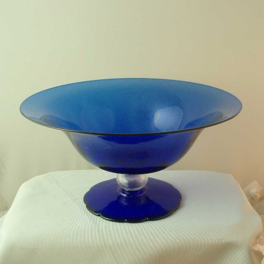 HC Fry Royal Blue Console Bowl with Swirl Connector HC Fry Royal Blue Console Bowl with Swirl Connector