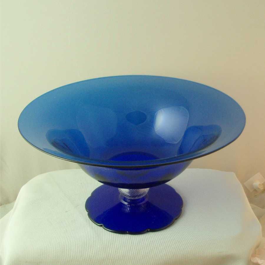 HC Fry Royal Blue Console Bowl with Swirl Connector HC Fry Royal Blue Console Bowl with Swirl Connector