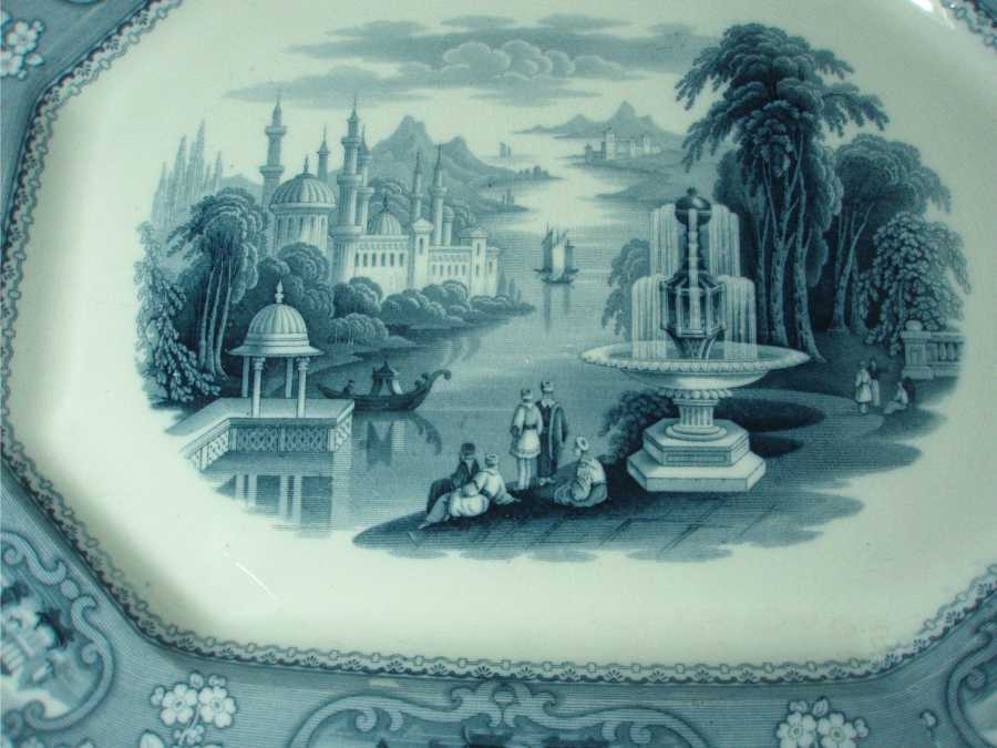 J Furnival & Co. Medina Dark Blue Transferware Platter J Furnival & Co. Medina Dark Blue Transferware Platter