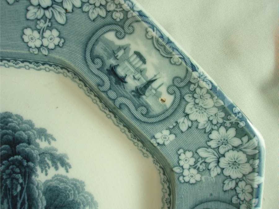 J Furnival & Co. Medina Dark Blue Transferware Platter J Furnival & Co. Medina Dark Blue Transferware Platter