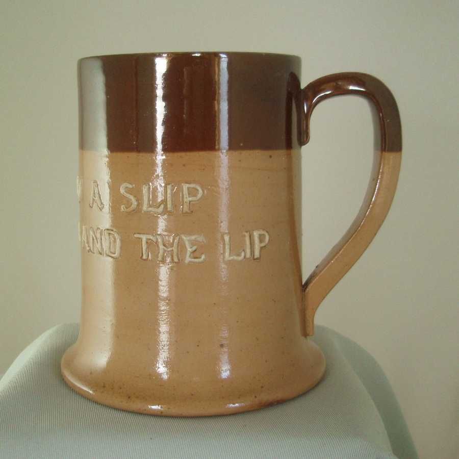 Doulton Lambeth Stoneware Motto Mug Doulton Lambeth Stoneware Motto Mug