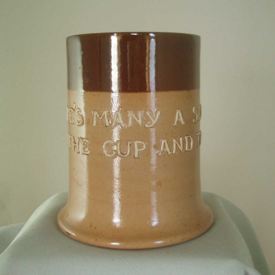 Doulton Lambeth Stoneware Motto Mug Doulton Lambeth Stoneware Motto Mug