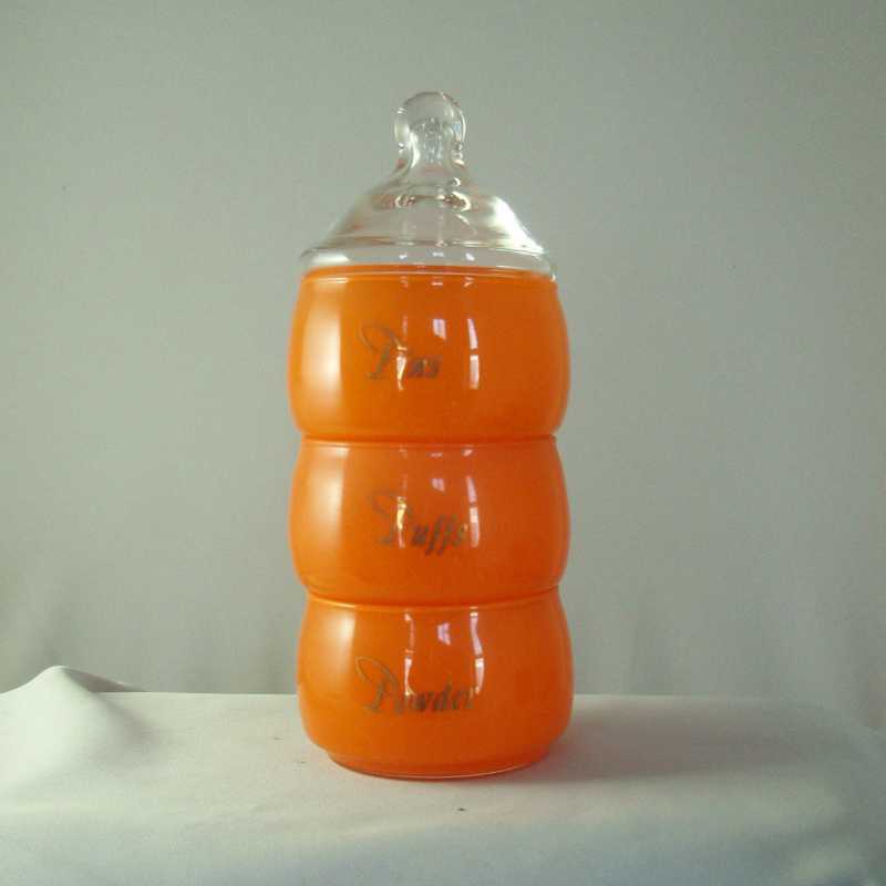 West Virginia Glass Co. Orange Stacking Vanity Set West Virginia Glass Co. Orange Stacking Vanity Set