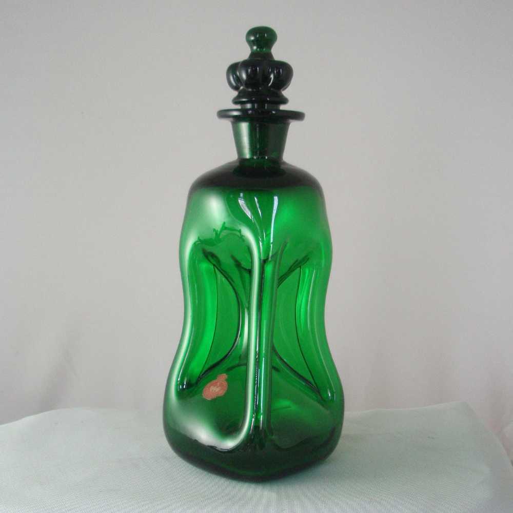 Holmegaard Emerald Green Kluk Kluk Decanter & Cordial Glasses Holmegaard Emerald Green Kluk Kluk Decanter & Cordial Glasses
