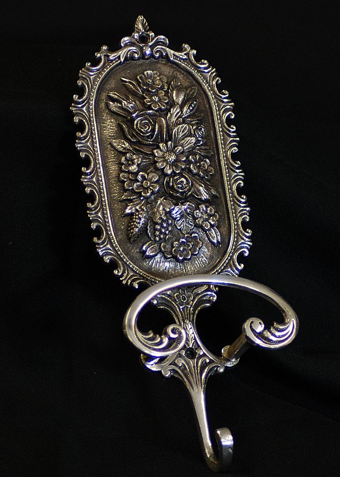 Silverplated Wall-Mounted Hanger: Floral Bouquet Silverplated Wall-Mounted Hanger: Floral Bouquet