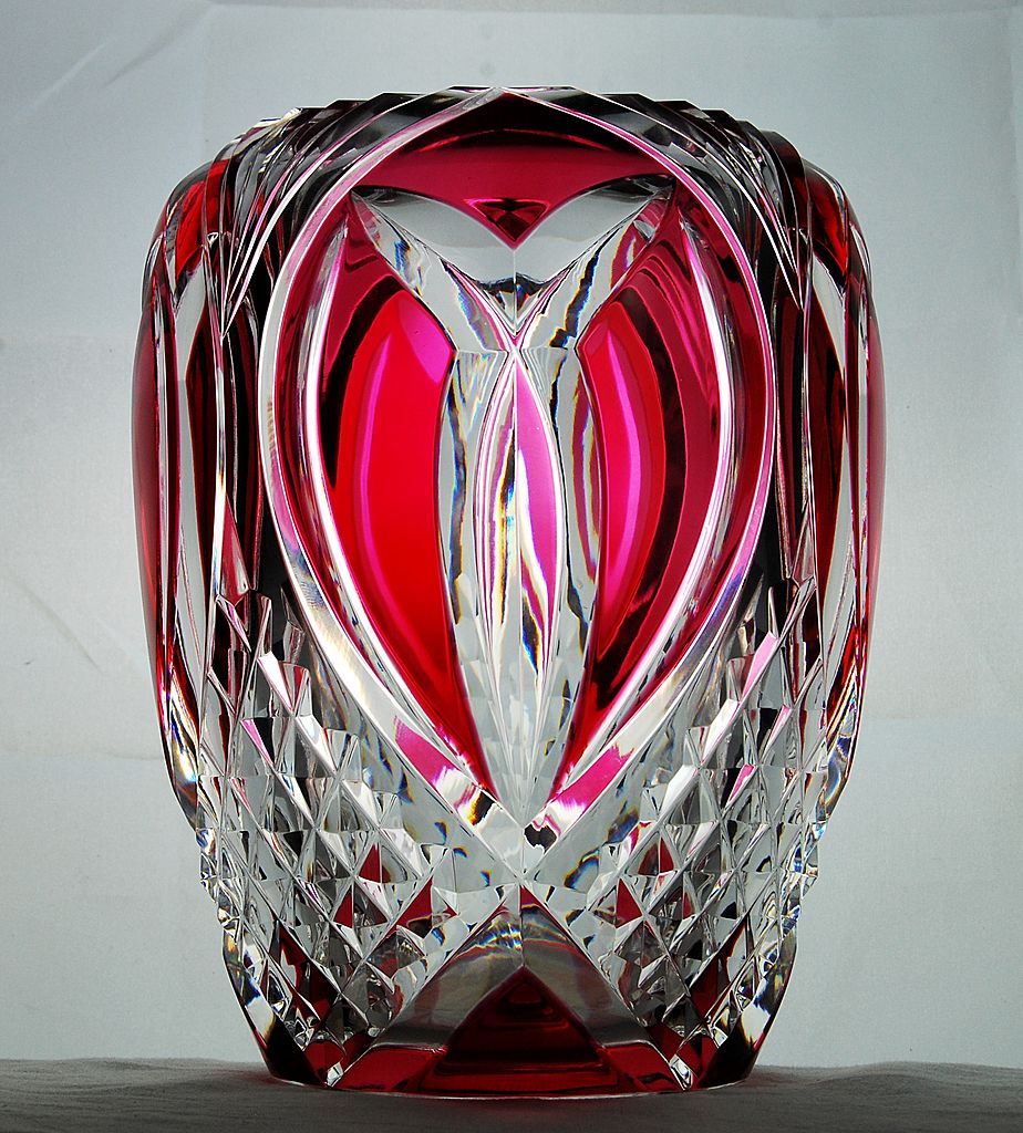 Belgian Val St. Lambert Cranberry to Clear Vase Belgian Val St. Lambert Cranberry to Clear Vase