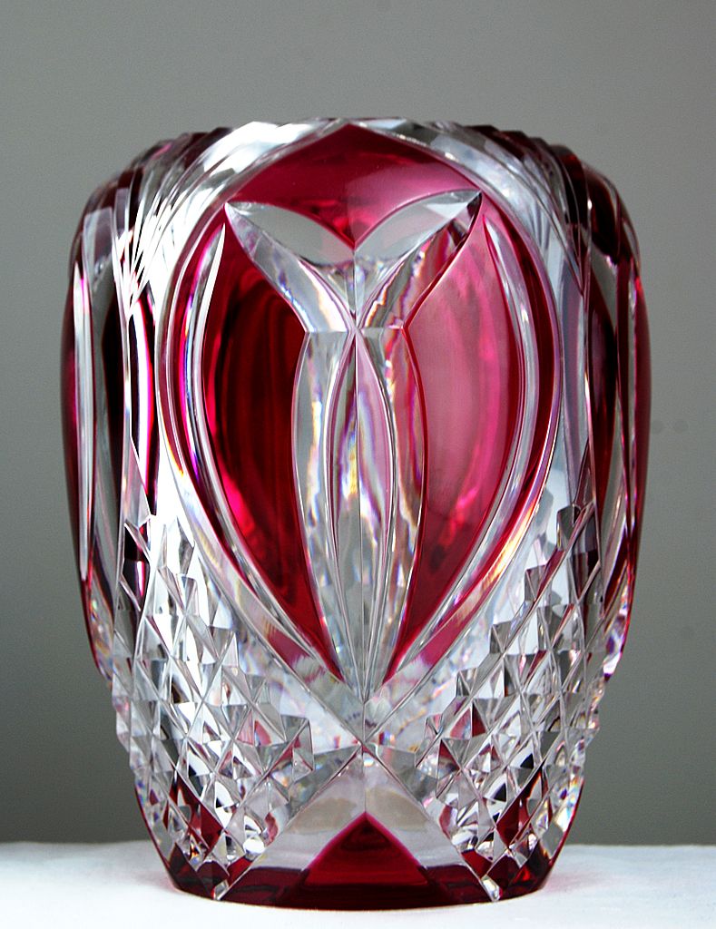 Belgian Val St. Lambert Cranberry to Clear Vase Belgian Val St. Lambert Cranberry to Clear Vase