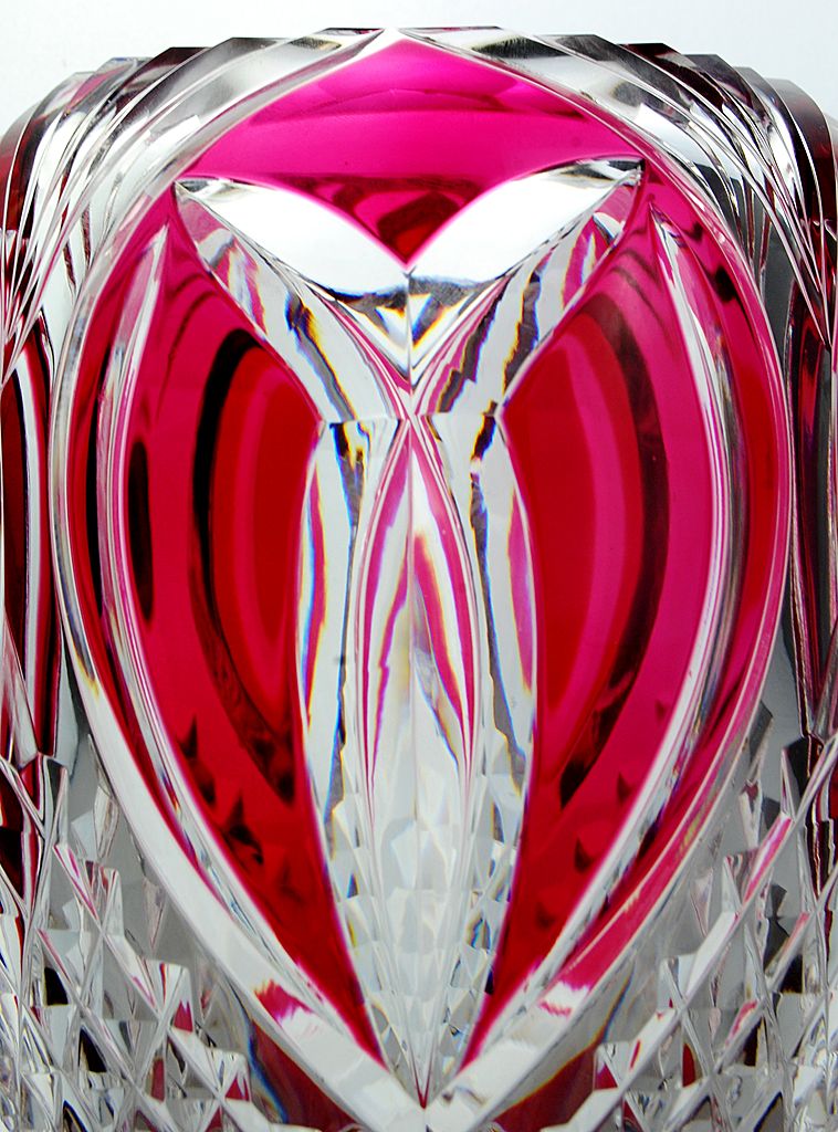 Belgian Val St. Lambert Cranberry to Clear Vase Belgian Val St. Lambert Cranberry to Clear Vase