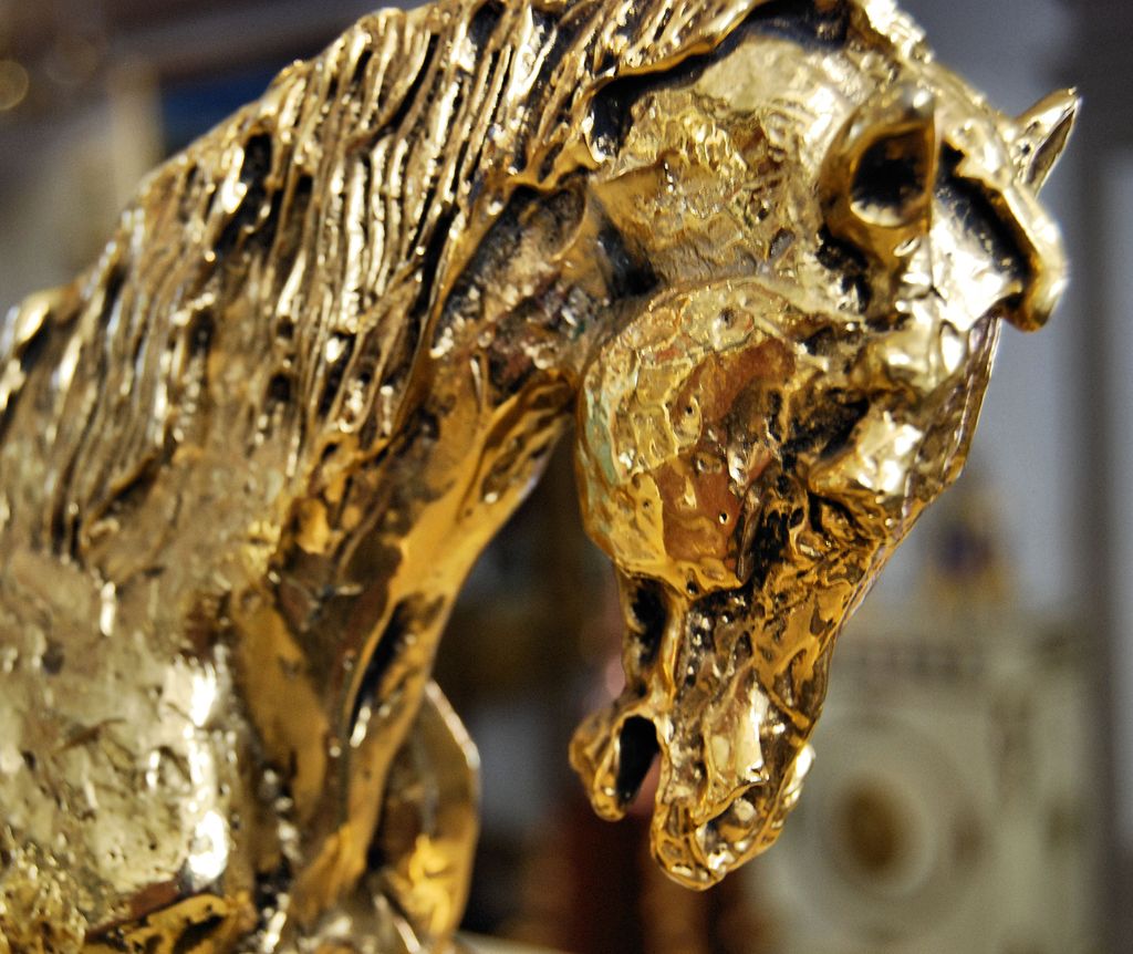 French Gilt Bronze Figural Stallion French Gilt Bronze Figural Stallion