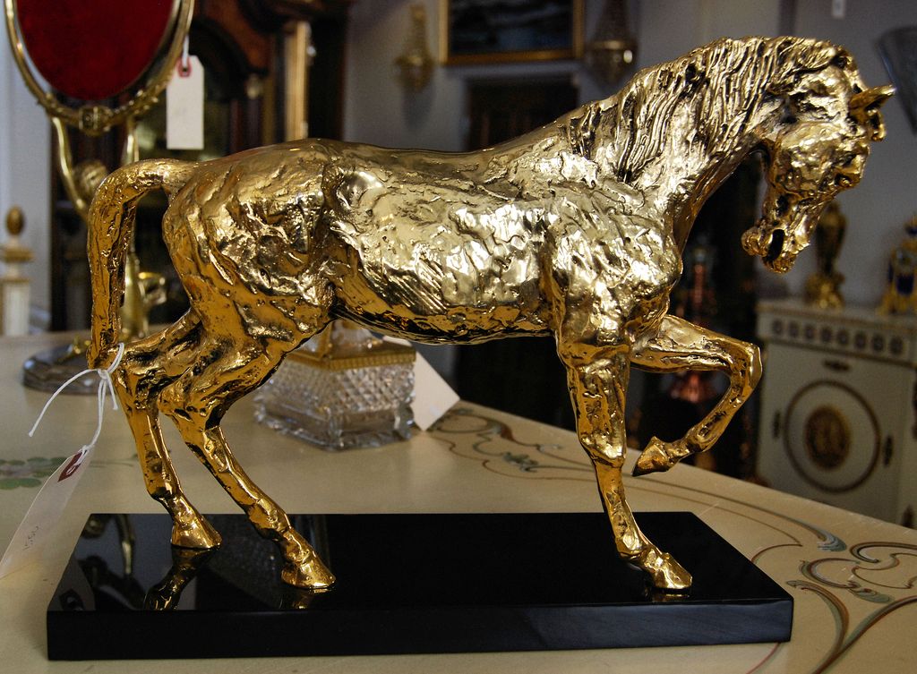French Gilt Bronze Figural Stallion French Gilt Bronze Figural Stallion