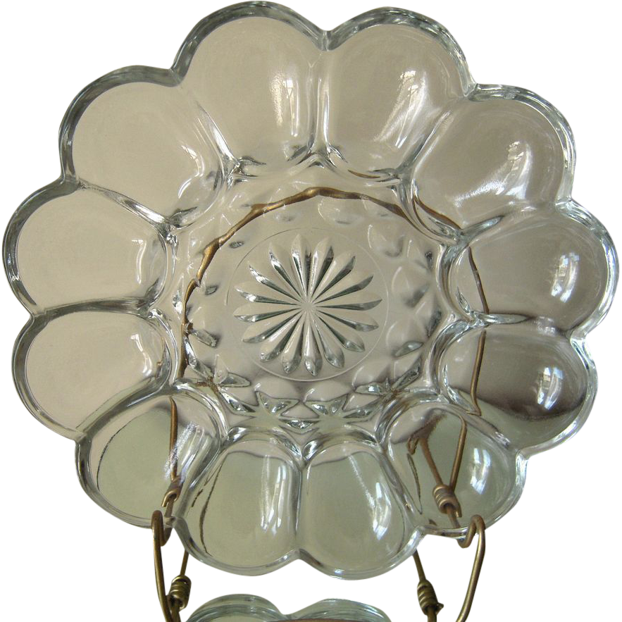 Vintage Glass Deviled Egg Platter from beca on Ruby Lane