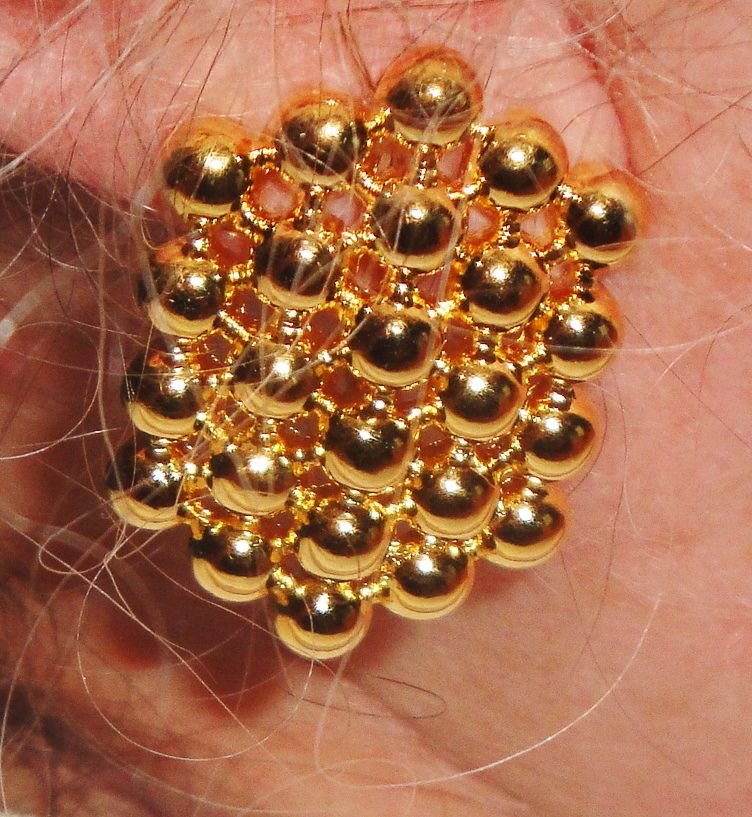 Vintage Signed Avon 1991 "Bold Dimensions Clip Earrings" ~ heavy, gleaming medal beads in abstract design Vintage Signed Avon 1991 "Bold Dimensions Clip Earrings" ~ heavy, gleaming medal beads in abstract design