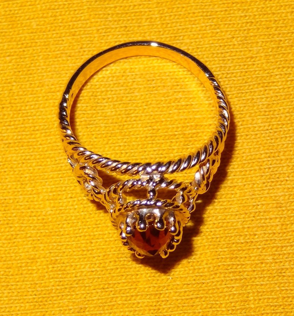 Vintage Signed Avon "Smokeblaze" ~ Size 8 ~ faux topaz stone in gold-tone filigree Vintage Signed Avon "Smokeblaze" ~ Size 8 ~ faux topaz stone in gold-tone filigree