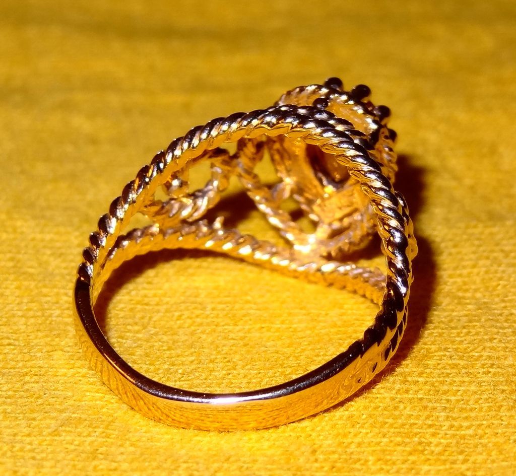 Vintage Signed Avon "Smokeblaze" ~ Size 10 ~ faux topaz stone in gold-tone filigree Vintage Signed Avon "Smokeblaze" ~ Size 10 ~ faux topaz stone in gold-tone filigree