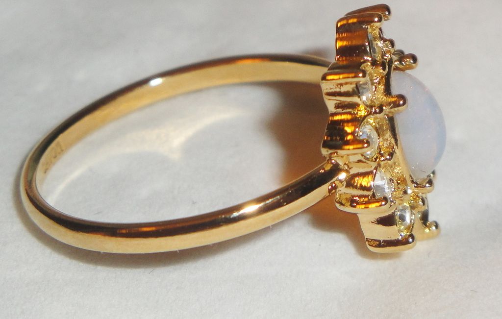 Vintage Signed Avon 1992 "Fiery Opalesque Ring" ~ Size 10 ~ faux opal with crystal accents Vintage Signed Avon 1992 "Fiery Opalesque Ring" ~ Size 10 ~ faux opal with crystal accents