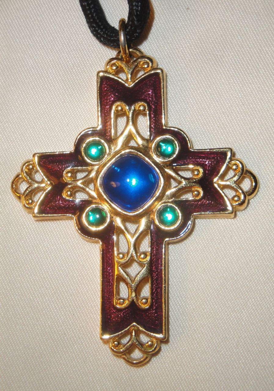 Vintage Signed Avon 1992 "Fashion Cross" with 30" cloth necklace by Sarah Coventry Vintage Signed Avon 1992 "Fashion Cross" with 30" cloth necklace by Sarah Coventry
