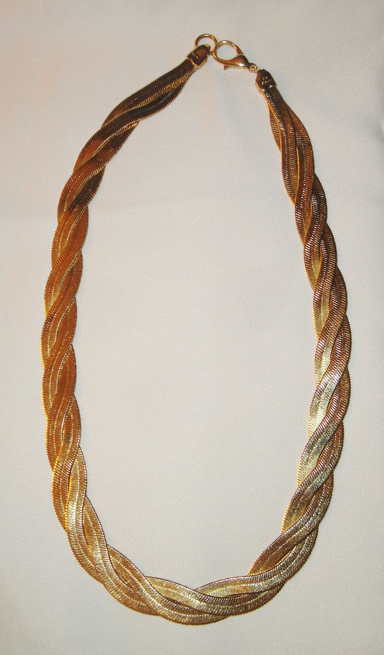 Vintage Signed Avon Triple Strand Gold-tone Necklace Vintage Signed Avon Triple Strand Gold-tone Necklace
