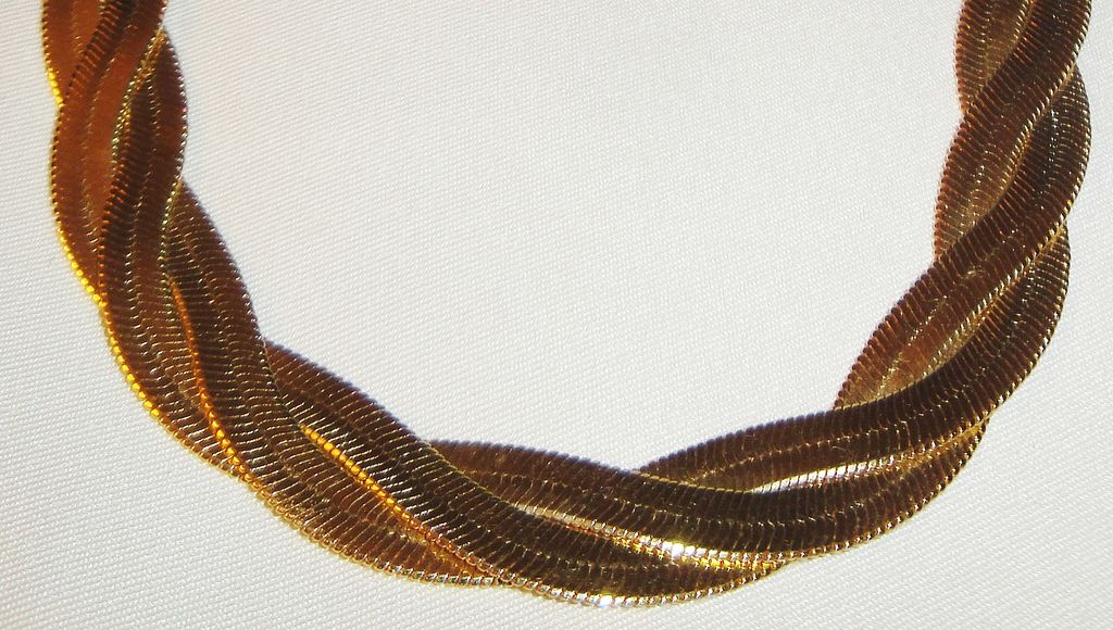 Vintage Signed Avon Triple Strand Gold-tone Necklace Vintage Signed Avon Triple Strand Gold-tone Necklace