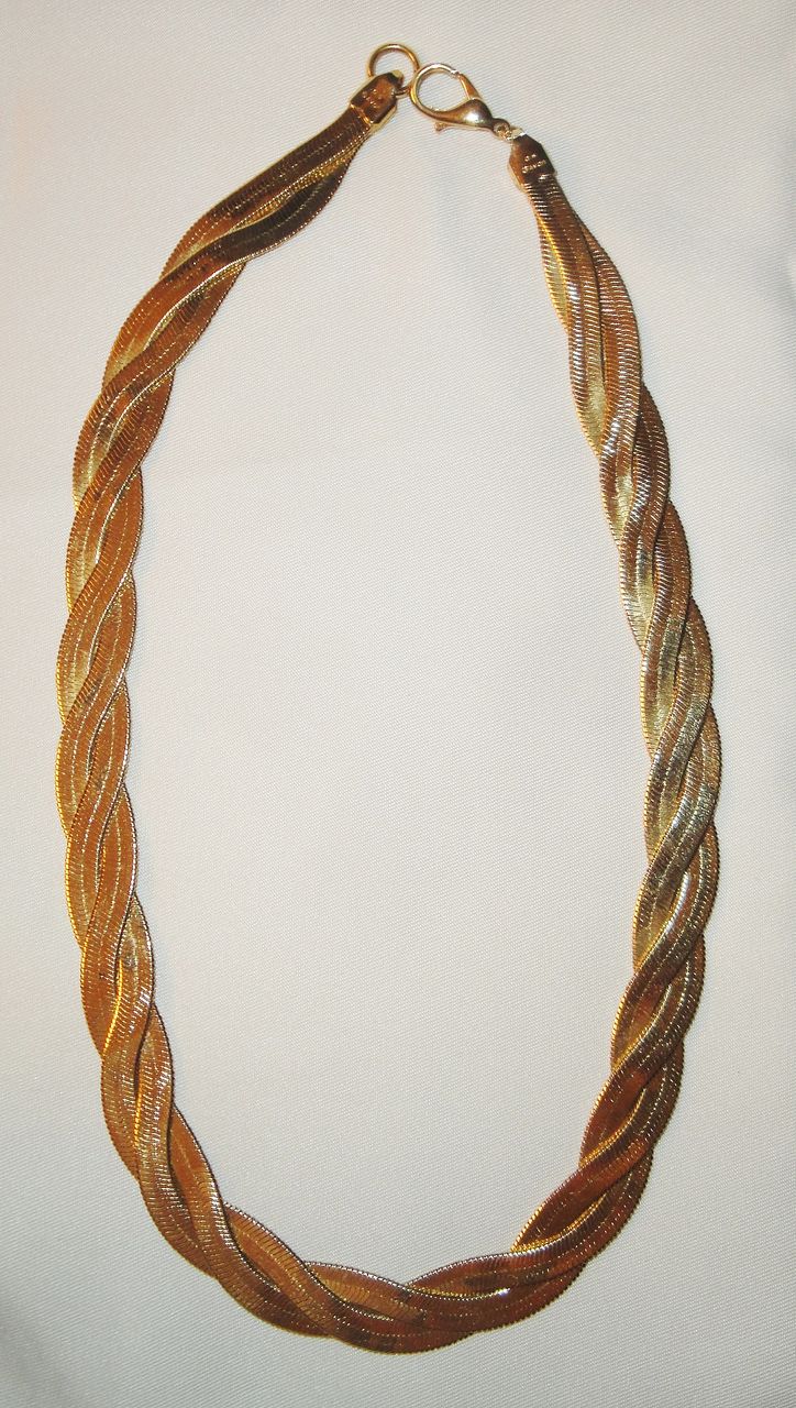 Vintage Signed Avon Triple Strand Gold-tone Necklace Vintage Signed Avon Triple Strand Gold-tone Necklace