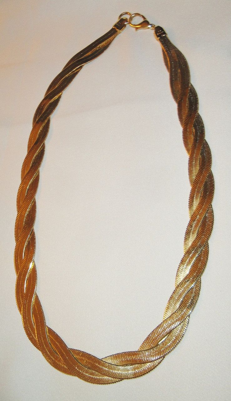 Vintage Signed Avon Triple Strand Gold-tone Necklace Vintage Signed Avon Triple Strand Gold-tone Necklace