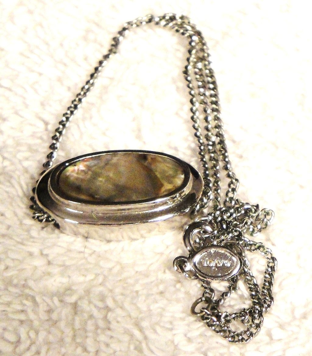 Vintage Signed Avon "Abalone Necklace" ~ genuine abalone shell in silver-tone ~ no two are alike Vintage Signed Avon "Abalone Necklace" ~ genuine abalone shell in silver-tone ~ no two are alike