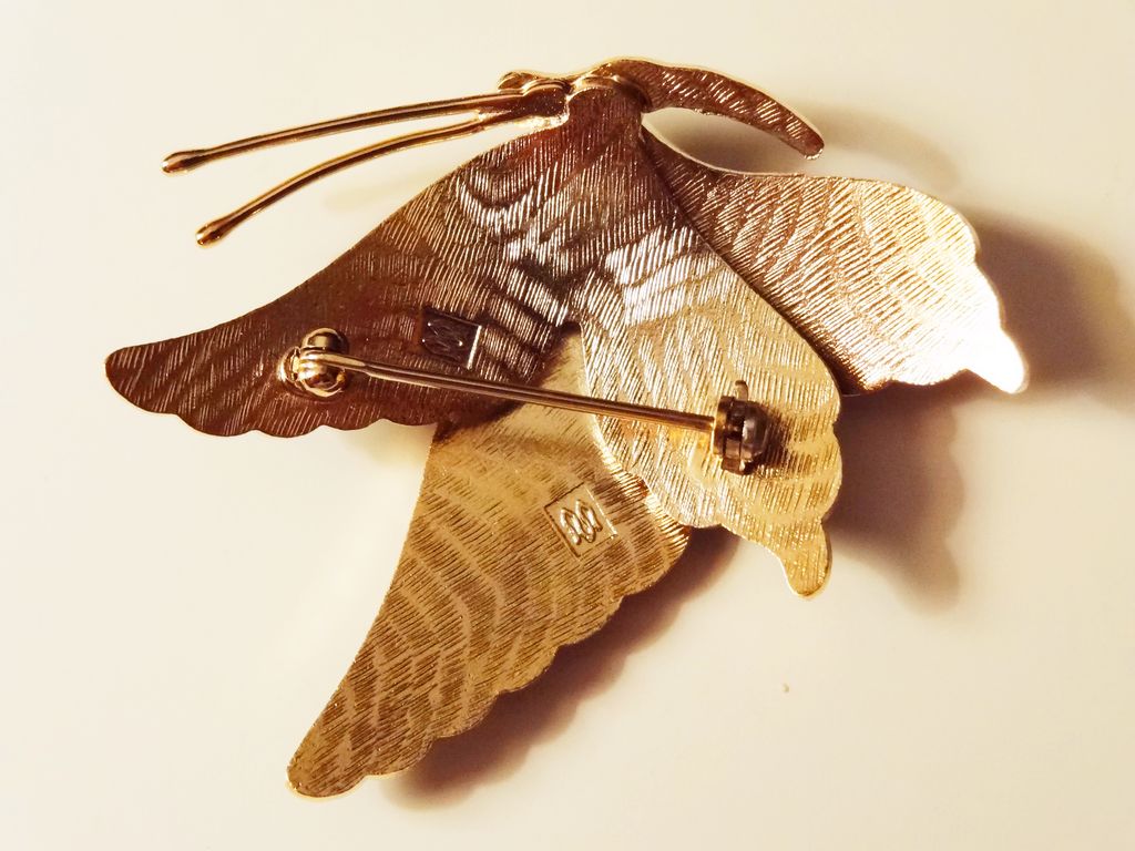 Vintage Cloisonné Butterfly ~ hues of blue and green enameled set in gold-tone Vintage Cloisonné Butterfly ~ hues of blue and green enameled set in gold-tone