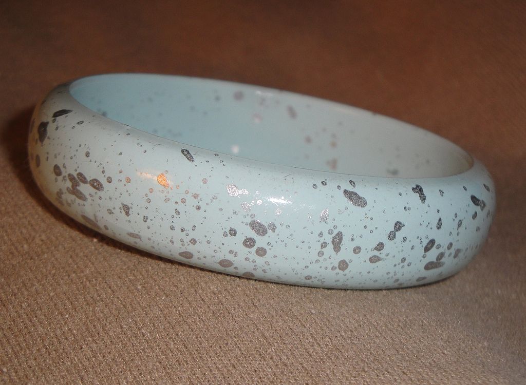Vintage Blue Bangle Bracelet with Silver Spatches Vintage Blue Bangle Bracelet with Silver Spatches