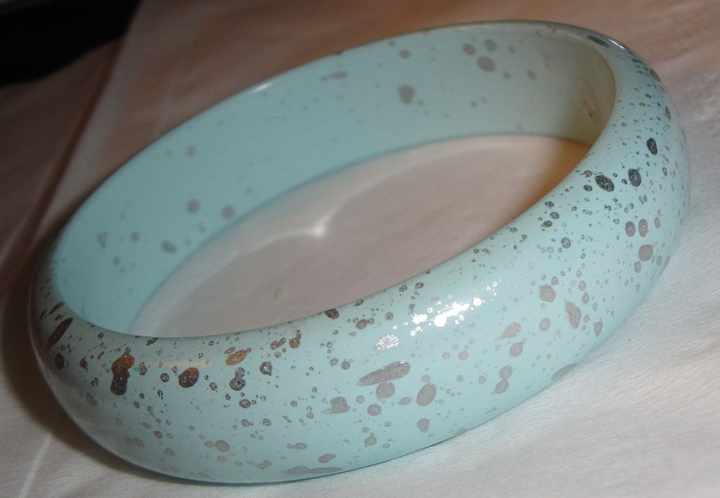 Vintage Blue Bangle Bracelet with Silver Spatches Vintage Blue Bangle Bracelet with Silver Spatches