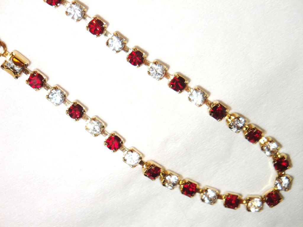 Signed Avon 2003 "Birthstone Tennis Bracelet" for JULY ~ elegant gold-tone tennis bracelet ~ faux ruby & clear rhinestones Signed Avon 2003 "Birthstone Tennis Bracelet" for JULY ~ elegant gold-tone tennis bracelet ~ faux ruby & clear rhinestones