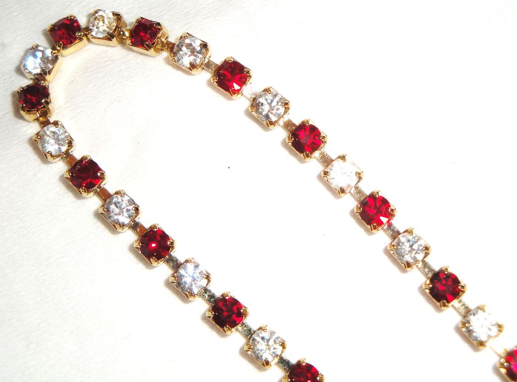 Signed Avon 2003 "Birthstone Tennis Bracelet" for JULY ~ elegant gold-tone tennis bracelet ~ faux ruby & clear rhinestones Signed Avon 2003 "Birthstone Tennis Bracelet" for JULY ~ elegant gold-tone tennis bracelet ~ faux ruby & clear rhinestones