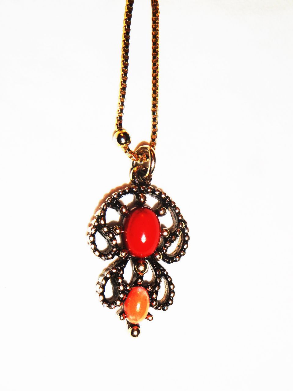 Signed Vintage Avon 1974 "Castilian" Necklace ~ orange & agate colored cabochons in gold-tone filigree Signed Vintage Avon 1974 "Castilian" Necklace ~ orange & agate colored cabochons in gold-tone filigree