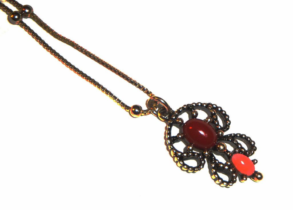 Signed Vintage Avon 1974 "Castilian" Necklace ~ orange & agate colored cabochons in gold-tone filigree Signed Vintage Avon 1974 "Castilian" Necklace ~ orange & agate colored cabochons in gold-tone filigree