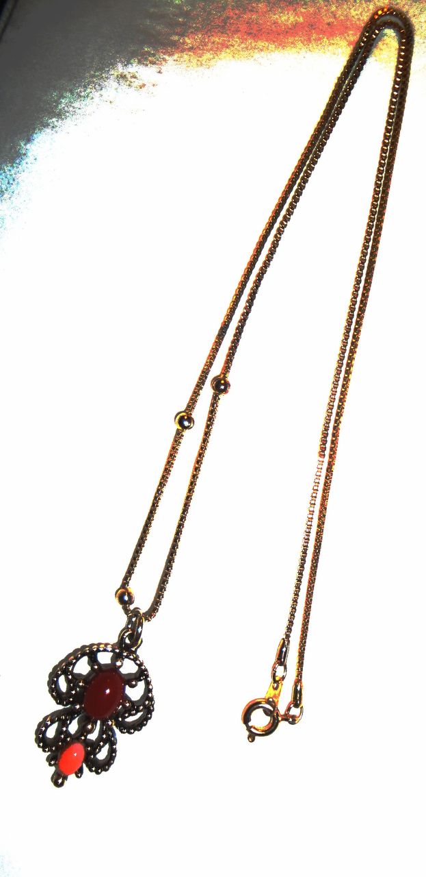 Signed Vintage Avon 1974 "Castilian" Necklace ~ orange & agate colored cabochons in gold-tone filigree Signed Vintage Avon 1974 "Castilian" Necklace ~ orange & agate colored cabochons in gold-tone filigree